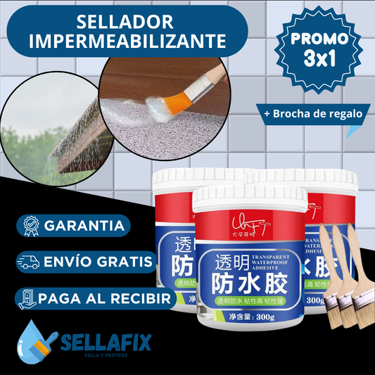 3x1 Sellafix® Sellador líquido Impermeable (3x300gr)- ¡Soluciona fugas con solo unas pinceladas!